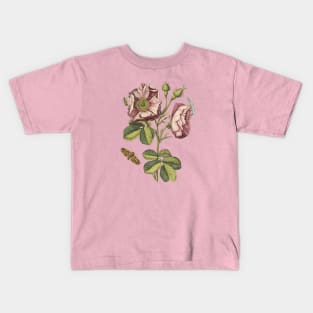 Rose Flower with Insects Vintage Botanical Illustration Kids T-Shirt